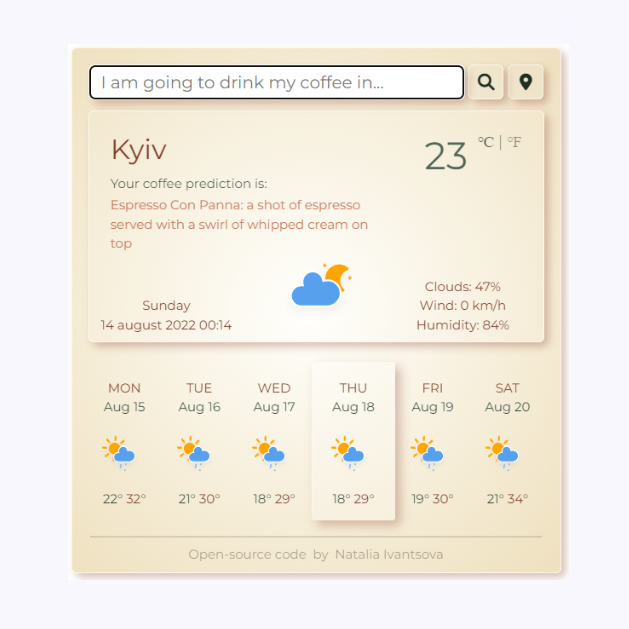 Coffee lover weather app